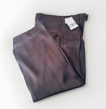 Zara Black Wide Leg Satin Trousers Size L New with tags 