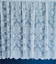 White damask lace net - white, curtain