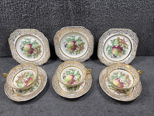 Lovely sets 3 x Stanley Orchard fruit's Bone China, cup, saucers & Cake (Trios)