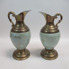 Pair Brass And Green Delftware