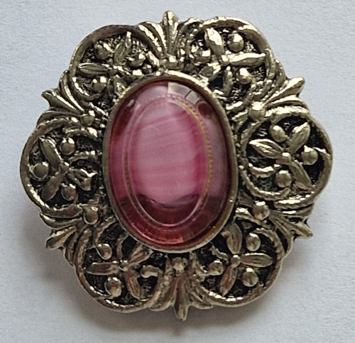 Vintage pink glass filigree - glass,