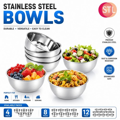Stainless steel 12x bowl - stainless,