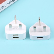 UK Mains 3 Pin Plug Adapter Wall Charger 1/2/3-Port Dual USB For Phones Tablets