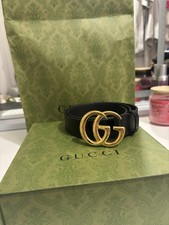 Gucci Women's Leather Belt Black/Gold