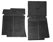 1968 - 1982 Corvette Floor Mats Mat Cross Flags Logo Black Rubber Pair C3 NEW