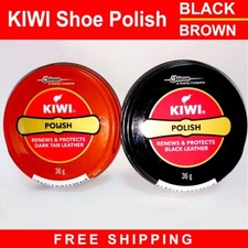 KIWI Shoe Polish Black & Brown 36g Water Resistant Renews & Protects Shoe Polish