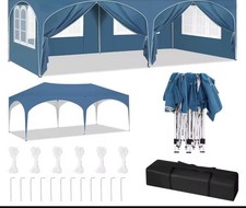 Outsunny Gazebo 3x6 m ad Altezza Regolabile in Metallo e Tessuto Grigio