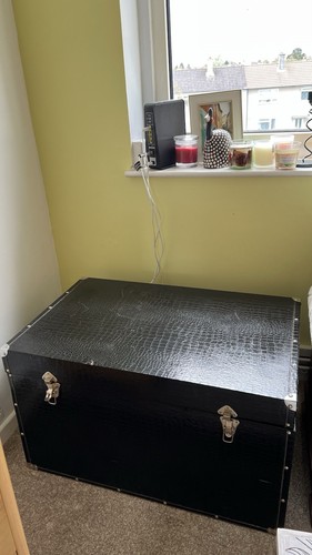 Large plain wood storage box - wood,