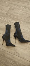 Dolce & Gabbana Black Floral Stretch Mid Calf Boots Women's Shoes Size 38 ( 5uk)