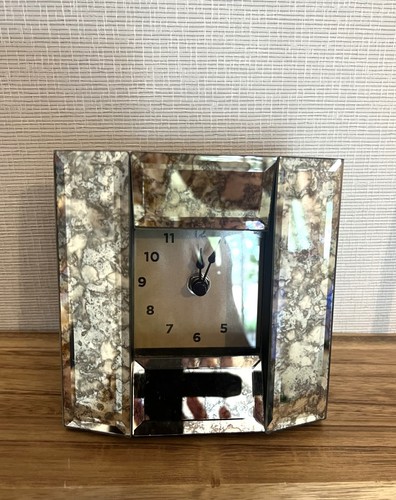 Mirrored glass mantel clock - mantel,