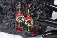 Christmas Dangle Earrings Approx 6cm | Christmas Wreath with Glass Stones
