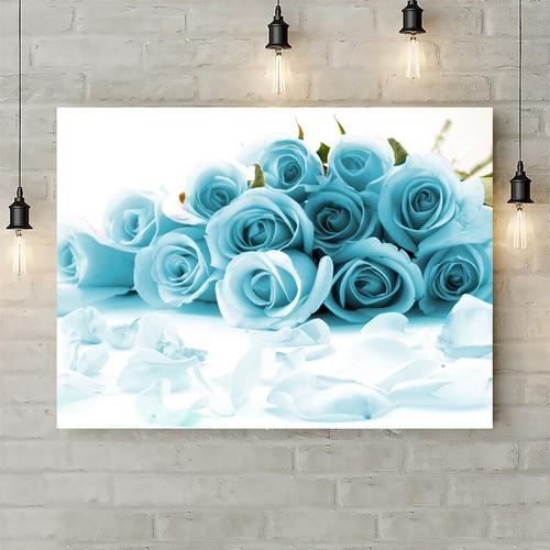 Duck egg blue roses canvas - duck,