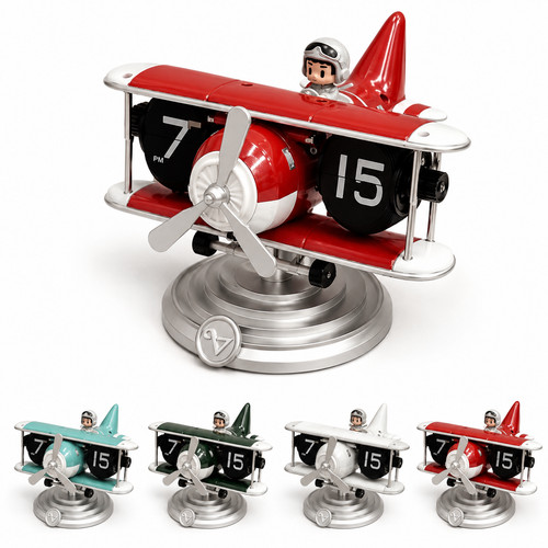 Airplane flip clock - airplane, vintage