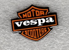 Vespa pin badge. Orange and
