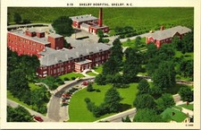 Shelby Hospital NC North Carolina Air View Linen Postcard VTG UNP Vintage Unused