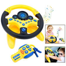 Yellow Kids Steering Wheel Car Key Simulated Driving Toy Fun Gift w/Light Music