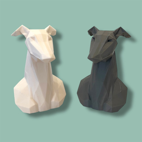 Printed greyhound bust - 3d,