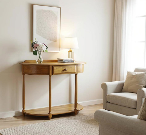 Ercol blonde half - moon, console