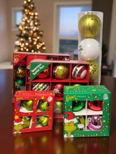 Grinch Tree Bauble Decoration Set 30 9 4 Pack Mix Red Green Gold Ornament Xmas