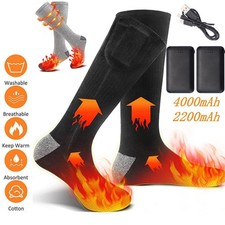 4000mAh Rechargeable Heated Socks for Men Women,Washable Electric Warming Socks