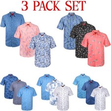 3-5 Pack Mens Hawaiian Shirt Summer Beach Palm Tree Floral Short Sleeve Shirts