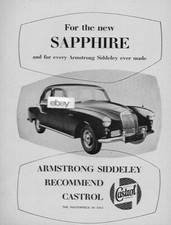 CASTROL OIL CO ARMSTRONG SIDDELEY ENGLAND 1956 SAPPHIRE SEDAN AD