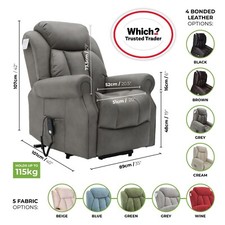 Hainworth Dual Motor electric rise riser recliner chair heat and massage leather