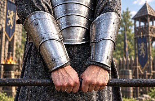 Medieval steel vambrace - medieval,