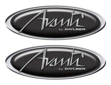 Two Bayliner Avanti Chrome Boat Stickers. Printed on flat vinyl. Must be Cut Out