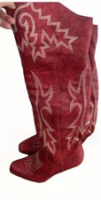 Cowboy Boots Red Faux Leather