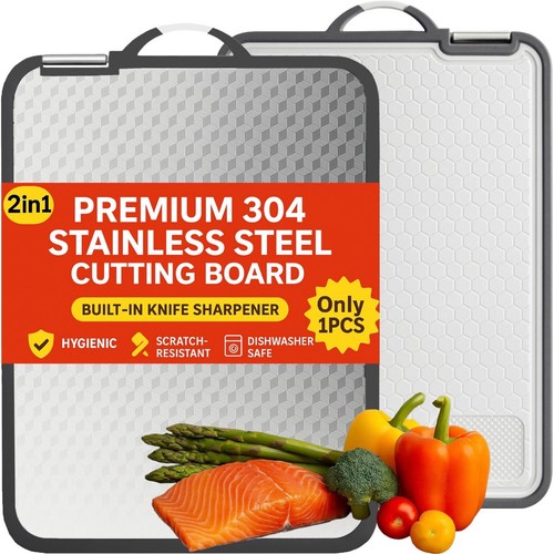 Stainless steel chopping - steel, board