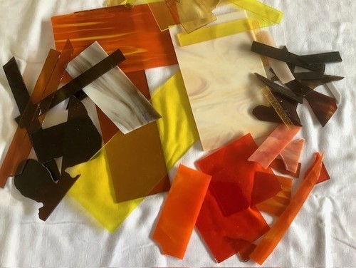 Stained glass offcuts - stained,