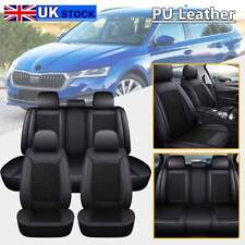 Dark Black 5-Seat PU Leather Full Set Deluxe Seat Covers For Skoda Octavia 20-24