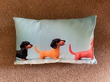 Adorable Rectangular Miniature Daschund Theme Decorative Cushion