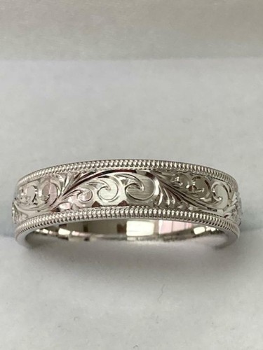 Platinum hand engraved mens - ,