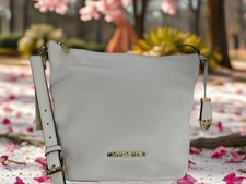 Michael Kors MK Bedford White Messenger Leather Purse, Hand Bag, Cross Body, MED