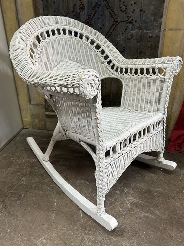 Vintage white wicker rocking - vintage,