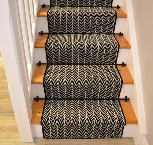 Black herringbone stair runner - stair,