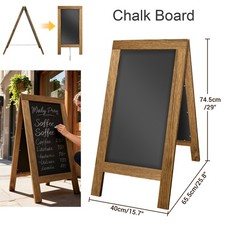 Wooden Vertical Blackboard Stand with Double-Side Display Board H75cm Chalkboard