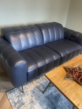 Navy Blue Leather Sofa