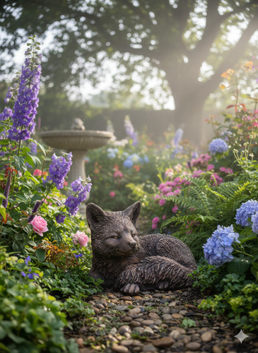 Fox garden ornament statue - garden,