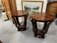 Pair of Art Deco Lamp Side Tables Rosewood Veneer Round