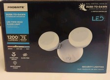 PROBRITE 75-Watt Equivalent Twin-Head White Outdoor LED Flood Light, 1200 Lumens