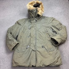 N 3B Jacket Adult Medium Green Army Extreme Cold Parka Snorkel Hood Outdoor Men*