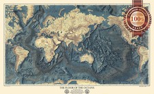 THE FLOOR OF THE OCEANS GEOGRAPHICAL SOCIETY WORLD MAP PRINT PREMIUM POSTER