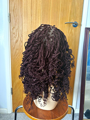Dark brown curly braided lace - dark,