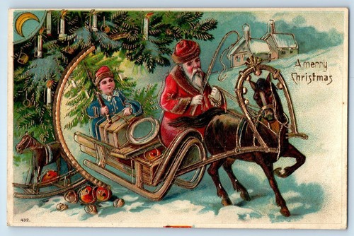 Christmas postcard santa claus - christmas,