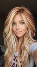 Light Brown with Golden Blonde Highlight Lace Front 100% Human Hair Wigs 18 INCH