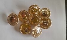 Set of 14 Chanel Buttons , 21mm, Gold Tone Metal