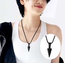 Artistic Black Plated Arrowhead Self-defense Pendant Long Chain Necklace Jewelry